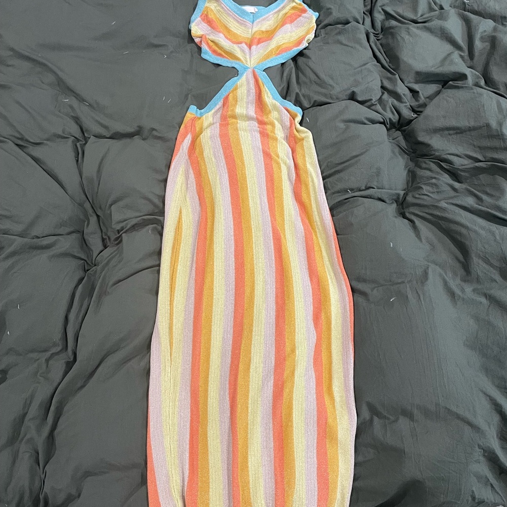 Multicolor Striped Knit dress cut out altrd state